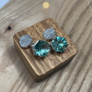 Teal Hexagonal Gemstone Earrings