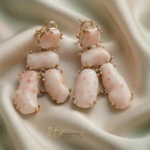 Pink Coral Organic Drop Earrings